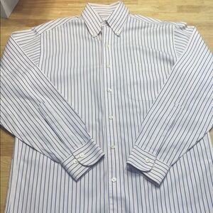 Brooks Brothers Mens Pink and Blue Striped Dress Shirt Size S 100% Cotton